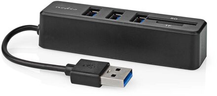Nedis USB-Hub | 1x USB-A | 3x USB A Female | 5-Poorts poort(en) | USB 2.0 | USB Gevoed | SD & MicroSD - CCGB60250BK01