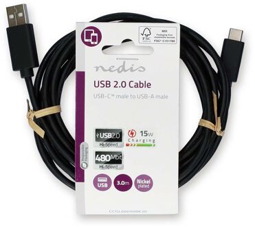 Nedis USB-Kabel - CCGL60600BK30 Zwart
