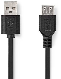Nedis USB-Kabel | USB 2.0 | USB-A Male | USB-A Female | 480 Mbps | Vernikkeld | 0.20 m | Rond | PVC | Zwart | Doos - CCGB60010BK02