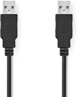 Nedis USB-Kabel | USB 2.0 | USB-A Male | USB-A Male | 480 Mbps | Vernikkeld | 2.00 m | Rond | PVC | Zwart | Label - CCGL60000BK20