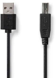 Nedis USB-Kabel | USB 2.0 | USB-A Male | USB-B Male | 480 Mbps | Vernikkeld | 2.00 m | Rond | PVC | Zwart | Label - CCGL60101BK20