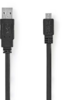 Nedis USB-Kabel | USB 2.0 | USB-A Male | USB Micro-B Male | 480 Mbps | Vernikkeld | 1.00 m | Plat | PVC | Zwart | Label - CCGL60410BK10