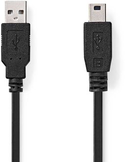 Nedis USB-Kabel | USB 2.0 | USB-A Male | USB Mini-B 5-Pins Male | 480 Mbps | Vernikkeld | 2.00 m | Rond | PVC | Zwart | Label - CCGL60300BK20