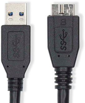 Nedis USB-Kabel | USB 3.2 Gen 1 | USB-A Male | USB Micro-B Male | 5 Gbps | Vernikkeld | 2.00 m | Rond | PVC | Zwart | Label - CCGL61500BK20