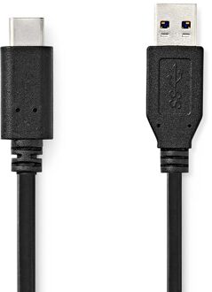 Nedis USB-Kabel | USB 3.2 Gen 2 | USB-A Male | USB-C™ Male | 60 W | 10 Gbps | Vernikkeld | 1.00 m | Rond | PVC | Zwart | Label - CCGL61650BK10