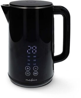 Nedis Waterkoker | 1.7 l | Kunststof | Zwart | 50,60,70,80,90,100 °C | Temperatuurindicator | 360 graden draaibaar| Strix®-controller |
