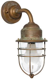 Neerwaartse verdeling buitenwandlamp Matteo messing antiek koper, helder