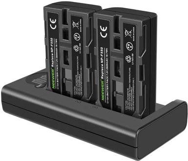 Neewer NP-F550 Battery Charger Set for Sony NP-F970 F750 F960 F530 F570 CCD-SC55 TR516 TR716 and More 2-Pack 2600 Replacement