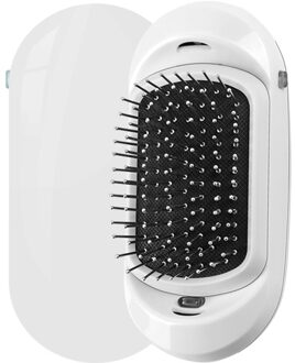 Negatieve Ionen Haar Kam Draagbare Elektrische Ionische Haarborstel 2.0 Upgrade Hoofdhuid Massage Kam Magic Styling Hair Brush Voor Zwart Haar wit vibration