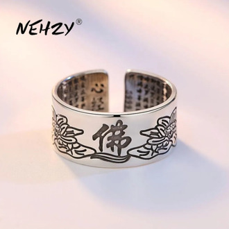 NEHZY 925 sterling silver new Jewelry Fashion Carved Flower Ring Retro Simple Memorial Day Gift Woman Man Open Ring