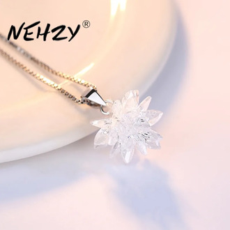NEHZY 925 sterling silver new ladies fashion jewelry high quality three-dimensional crystal zircon pendant necklace length 45CM