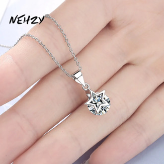 NEHZY 925 sterling silver new woman fashion jewelry high quality crystal zircon five-pointed star pendant necklace length 45cm