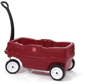 Neighborhood Wagon bolderwagen met 2 zitjes met gordels Kunststof bolderkar in rood met duwstang