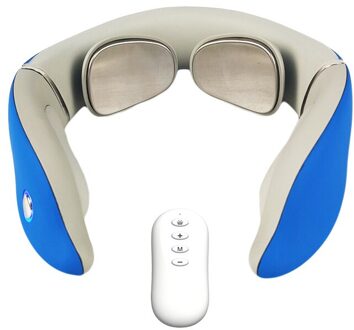 Nek Massager Met Warmte Voor Pijn Relift Diepe Kneden Elektrische Hals Halswervel Fysiotherapie Puls Massage Ontspanning blauw
