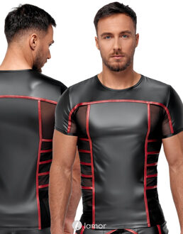 NEK Strak Mattlook Shirt met Rood, NK2161672 - Maat:: S