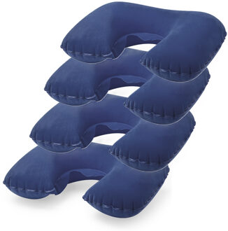 Nekkussen - 4x - Opblaasbaar - Blauw - 43 x 26,5 cm - Auto, Trein of Vliegtuig - Reiskussen