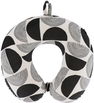 Nekkussen Bilbao - zwart/wit - met ophangclip - polyester - reiskussen voor onderweg