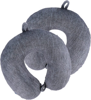 Nekkussen Heather - 2x - grijs - met ophangclip - polyester - reiskussen voor onderweg