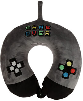 Nekkussen met ophanglus voor kinderen - game over - grijs - polyester - reiskussen voor onderweg - Nekkussens