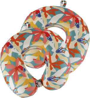 Nekkussen Moorea - 2x - multi kleuren - met ophangclip - polyester - reiskussen voor onderweg