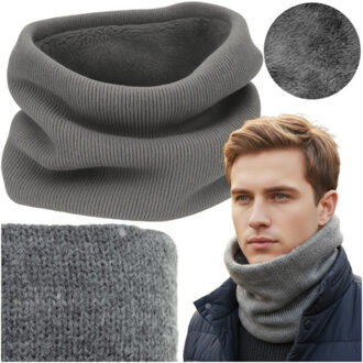 Nekwarmer - col sjaal - grijs - polyester - pluche voering - 30 x 24 cm - sjaal - wintersjaal