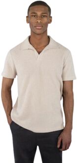 Nelson Knitted Polo Heren M Beige