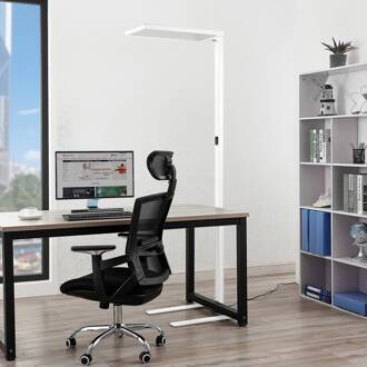 Nelus LED kantoor vloerlamp, sensor, wit wit (RAL 9003)