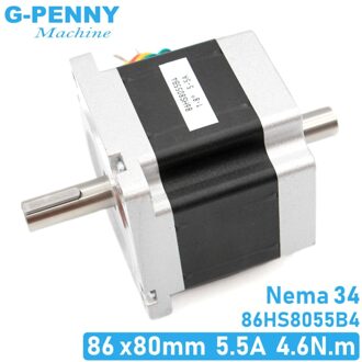 Nema 34 Cnc Stappenmotor 86X80 Mm Dual As Nema34 Stappenmotor 5.5A 4.6Nm D = 14 Mm 1.8 Graden. Voor Cnc Houtbewerking Machine