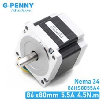 Nema 34 Cnc Stappenmotor 86X80Mm 4.5N. M 5.5A D = 14Mm Nema34 Stappenmotor L = 80Mm 640Oz-in Voor Cnc Graveermachine 3D Printer! 14mm milling shaft
