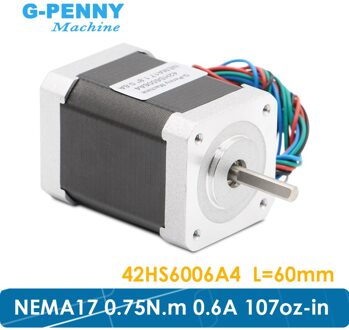 Nema17 Stappenmotor 0.6A 0.75Nm Motor 60 Mm Lengte 107Oz-in High Torque Nema 17 Stappenmotor 7.5Kg. cm Voor 3D Printer