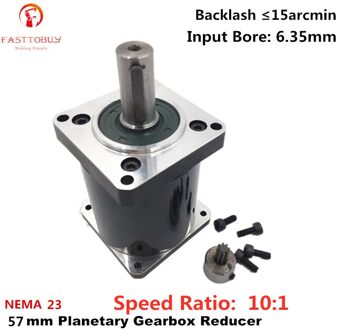 NEMA23 Ingang 6.35 Mm Planetaire Versnellingsbak Reducer Verhouding 10:1 Voor NEMA23 57 Mm Servo/Stappenmotor, 57XG