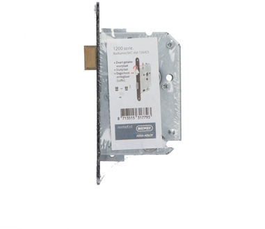 Nemef 1264 Toilet/badkamerdeurslot | DM50mm | WC63mm | krukgat 8mm | voorplaat zwart gelakt 20x174mm afgerond | messing dag- en nachtschoot | DR