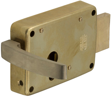 Nemef 1523K/5 Ls Opleg nachtschootslot | DM75mm | slotkast messing 81x117mm | 1 toers | DR 2+3. | draairichting: links - 9152355002