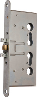 Nemef 1739/51 Rolschootdeurslot | DM65mm | PC72mm | voorplaat staal verzinkt 24x235mm afgerond | staal verzinkte rol- en nachtschoot | DR 1+2+3+4