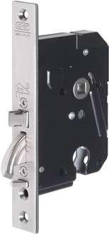 Nemef 4109/18 Veiligheidsdeurslot | zelfvergrendelend | SKG** | DM50mm | krukgat 8mm | voorplaat RVS 25x174mm rechthoekig | zamac dagschoot | staal