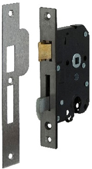 Nemef 4109 Veiligheidsdeurslot | SKG** | DM50mm | PC55mm | krukgat 8mm | voorplaat RVS 25x174mm rechthoekig | sluitplaat P 4109/17 | DR 1+3/2+4