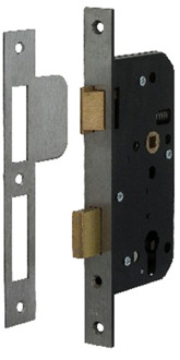 Nemef 4401/4402 Veiligheidsdeurslot | SKG** | DM55mm | PC72mm | krukgat 8mm | voorplaat RVS 24x235mm rechthoekig | messing dag- en nachtschoot | DR