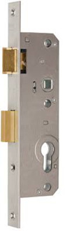 Nemef 8741 Deurslot | DM40mm | PC110mm | krukgat 8mm | voorplaat staal verzinkt 24x245mm rechthoekig | messing dag- en nachtschoot | DR 2+4
