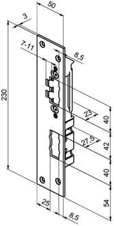 Nemef ABLOY LP764 Abloy sluitplaat voor stompe deuren | 230x50x3mm | voor Abloy EL532HS slot | DR 1/3. - 10037892