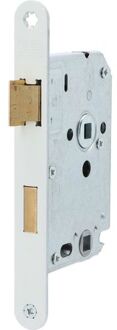Nemef badkamerdeurslot 1264/4 rechts - Doornmaat 50mm - Wit gelakte voorplaat - Met sluitplaat - Met bevestigingsmateriaal - In zichtverpakking