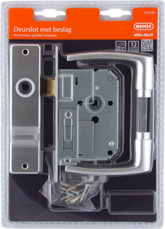 Nemef loopslot 1255/96 rechts - Doornmaat 50mm - Wit gelakte voorplaat - Met sluitplaat - Met deurbeslag en deurkrukken - Met bevestigingsmateriaal - In zichtverpakking