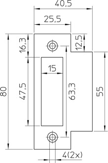 Nemef P 1739/17 Sluitplaat | RVS 80x25.5mm rechthoekig | DR 1+2+3+4 - 9173990010