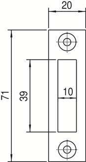 Nemef P1256 Sluitplaat | staal verzinkt 20x71mm rechthoekigDM| DR 1+2+3+4 - 9125690511