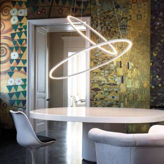 NEMO Ellisse Double hanglamp 2700K aluminium gepolijst aluminium, opaalwit