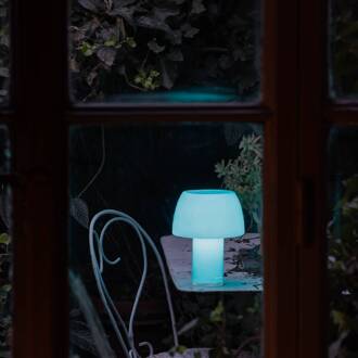 NEMO LED tafellamp Lorosae, blauw, glas, IP54, USB