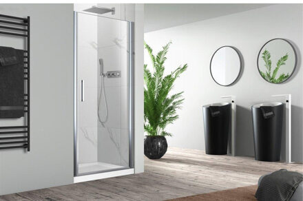 NEMO Pina draaideur 80x200cm 6mm Helder veiligheidsglas met antikalk links en rechts Chroom 441.001.011.VM Chroom gepolijst