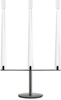 NEMO Sorrento LED tafellamp, wit, 3-lamps, USB wit, grijs