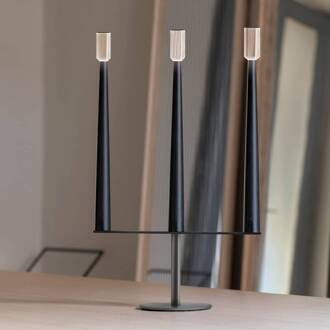 NEMO Sorrento LED tafellamp, zwart, 3-lamps, USB zwart, grijs