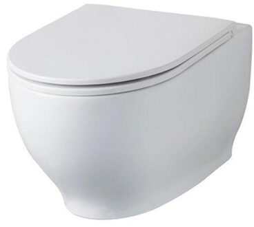 NEMO Spring Cascata wandtoilet 56x36x36cm zonder spoelrand zonder zitting Huitgang porselein wit met verdoken bevestiging 56cm HAR19AWHA + GL08CF4