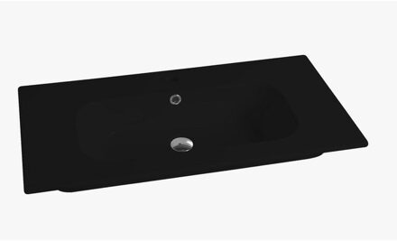 NEMO Spring Nubes tablet porselein 1 wastafel met kraangat met overloop 810 x 465 x 170 mm zwart QS08146152